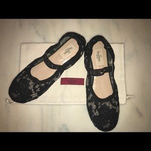 Valentino Rockstud Lace Ballet Flats